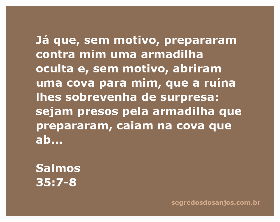 Imagem representando a passagem de Salmos 35:7-8, simbolizando armadilhas e ruínas.