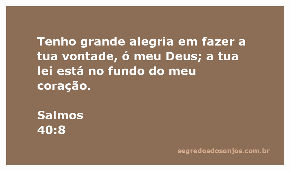 Imagem inspiradora de um coração simbolizando a alegria de seguir a vontade de Deus, com a citação de Salmos 40:8.