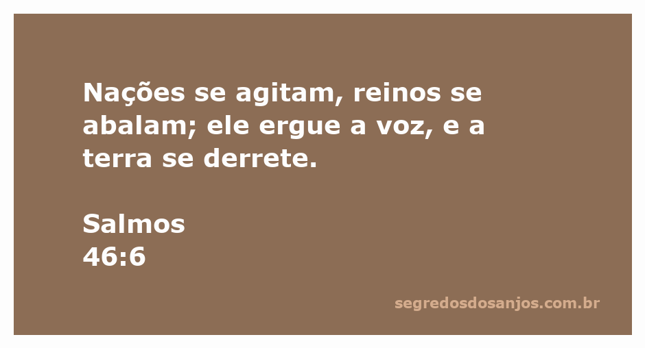 Uma representação artística da passagem bíblica Salmos 46:6, mostrando a agitação das nações e reinos em contraste com a voz poderosa de Deus.