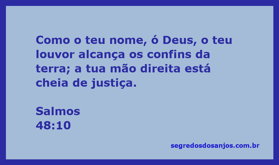 Ilustração representando Salmos 48:10, destacando o louvor a Deus e Sua justiça.