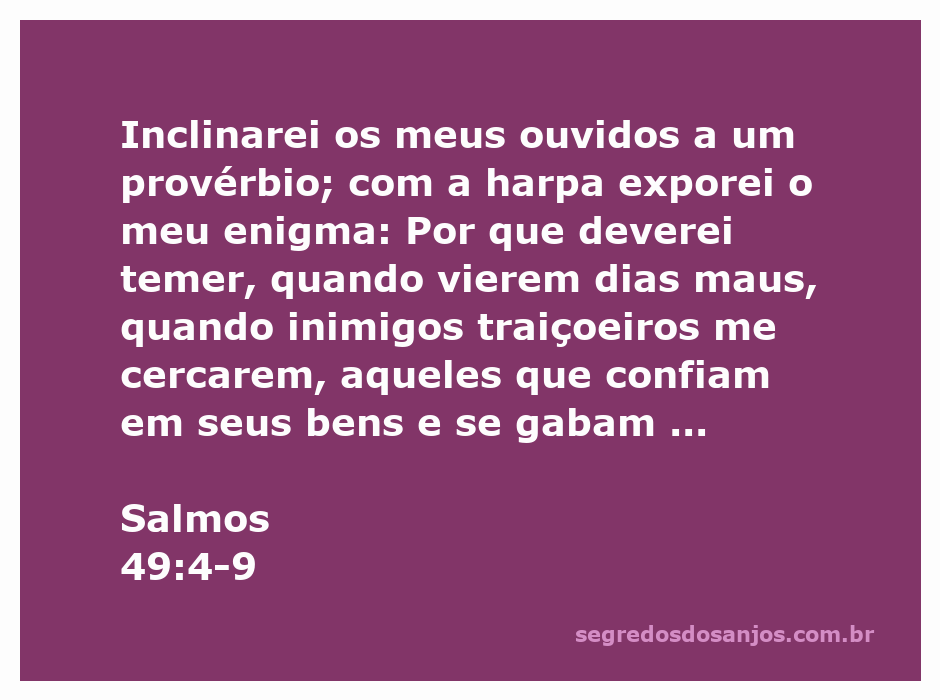 Imagem representativa do versículo Salmos 49:4-9, com elementos que simbolizam sabedoria e reflexão, como uma harpa e um livro.