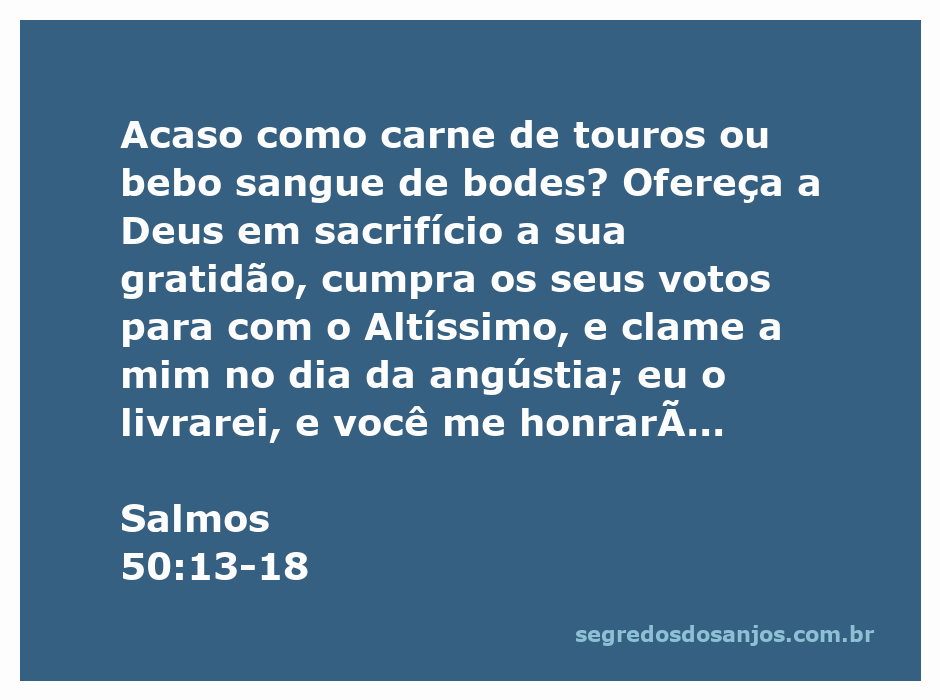 Ilustração do Salmo 50:13-18, destacando a importância da gratidão a Deus e a reprovação ao ímpio.