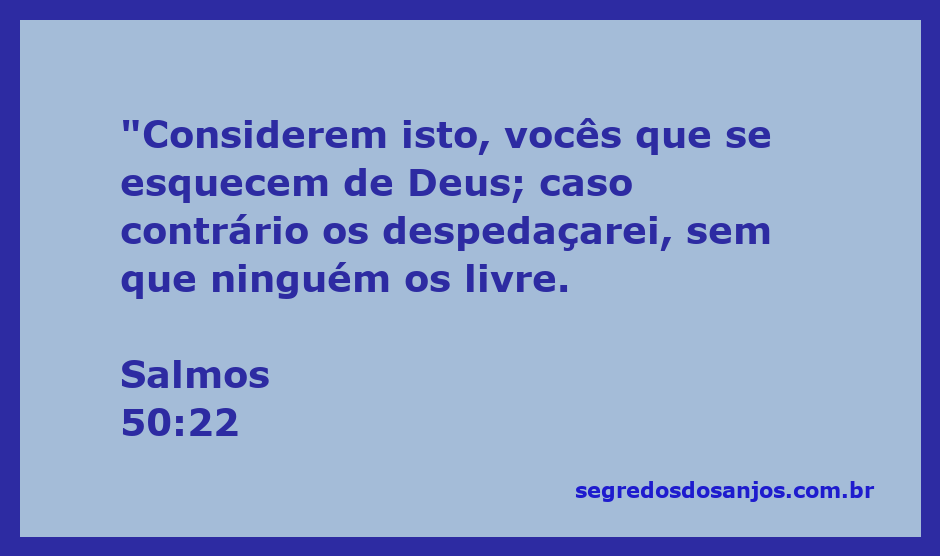 Reflexão sobre o versículo Salmos 50:22, advertindo sobre o esquecimento de Deus.