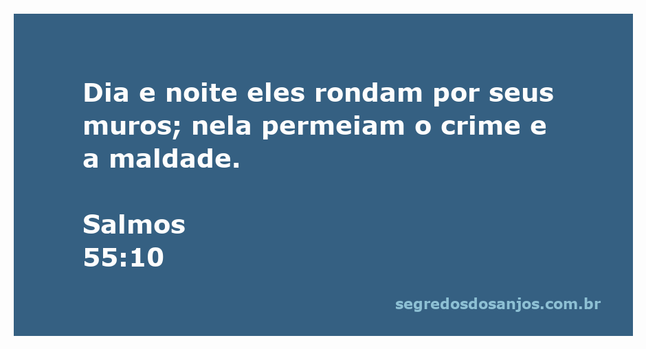 Ilustração representativa da passagem Salmos 55:10, mostrando a cidade cercada por muros, simbolizando vigilância e a presença do crime.