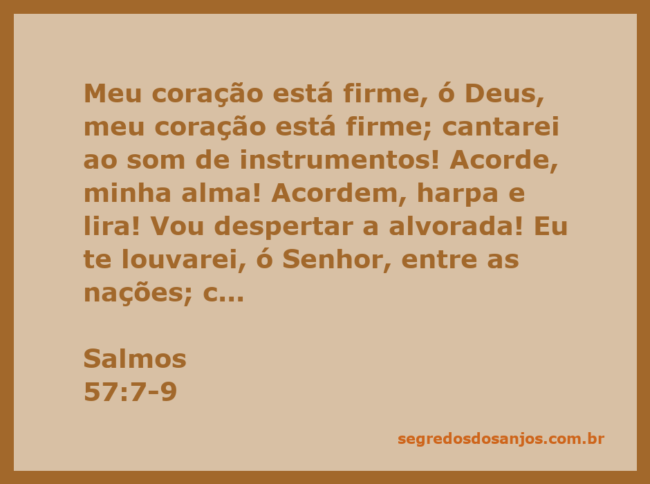 Ilustração de Salmos 57:7-9, destacando a firmeza do coração e o louvor a Deus entre as nações.