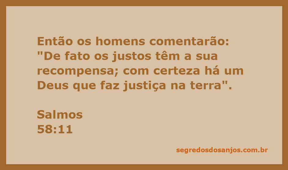 Versículo de Salmos 58:11 destacando a recompensa dos justos e a justiça de Deus na terra.