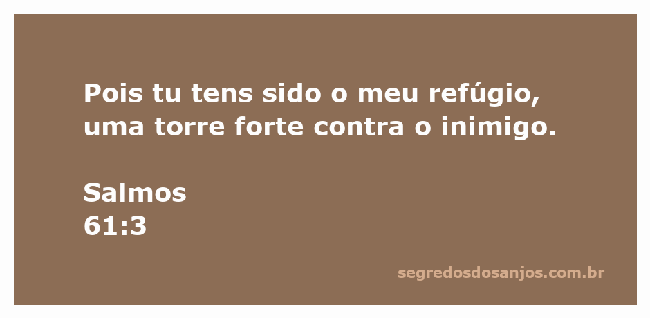 Imagem de uma torre forte simbolizando proteção e refúgio, com a citação de Salmos 61:3.