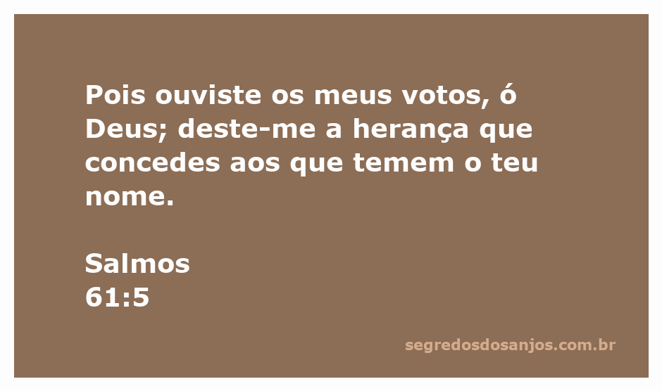 Imagem representativa de Salmos 61:5, destacando a herança divina e a reverência a Deus.