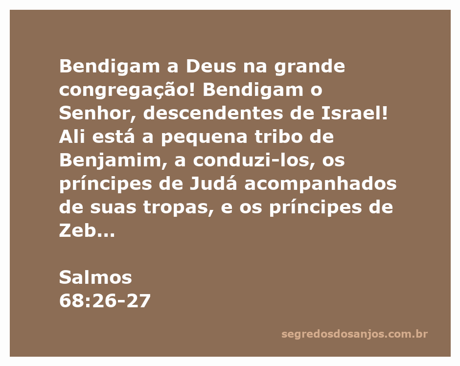 Imagem representativa da congregação louvando a Deus, destacando as tribos de Israel mencionadas em Salmos 68:26-27.