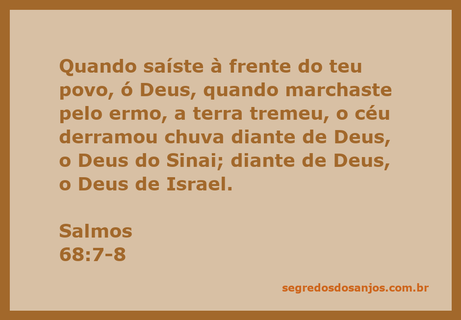 Representação do Salmo 68:7-8, mostrando Deus liderando seu povo, com a terra tremendo e chuva caindo do céu.