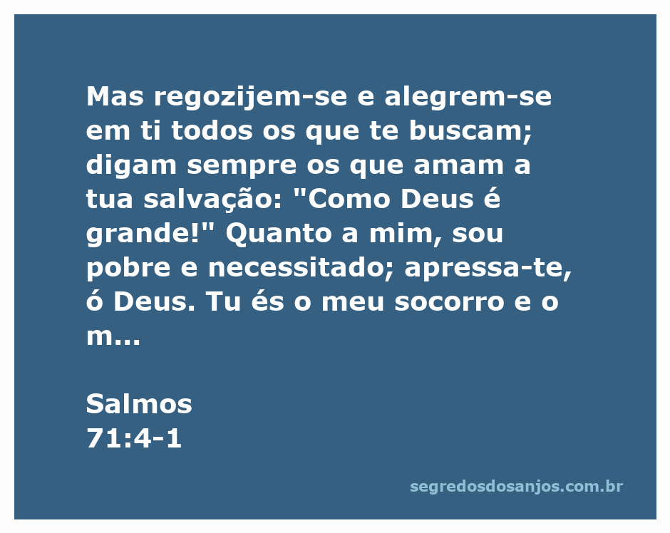 Imagem representativa do versículo Salmos 71:4-1, destacando a busca por Deus e a alegria na salvação.