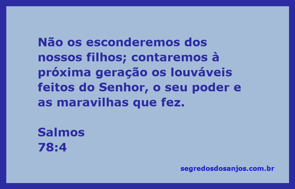Imagem que representa a transmissão dos ensinamentos de Deus para as futuras gerações, inspirada em Salmos 78:4.