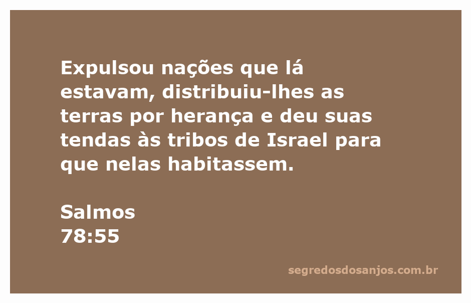 Ilustração da conquista das terras prometidas por Deus às tribos de Israel, conforme Salmos 78:55.