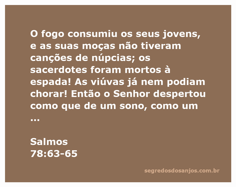 Ilustração que retrata a desolação e o lamento em Salmos 78:63-65, com jovens em luto e um guerreiro despertando.