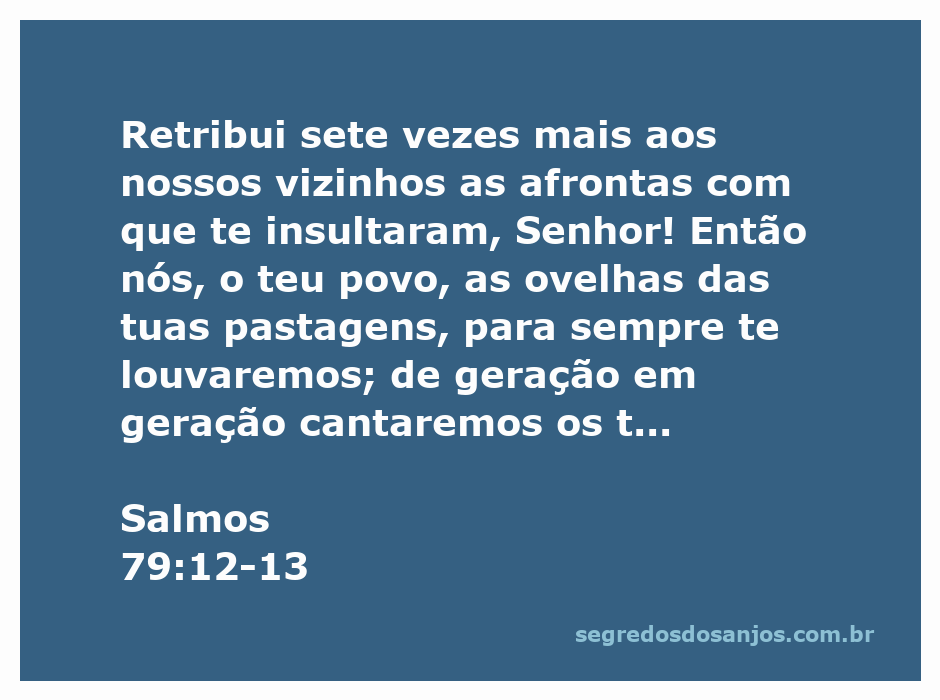 Imagem representando o salmo 79:12-13, onde o povo clama a Deus por retribuição e louvor.