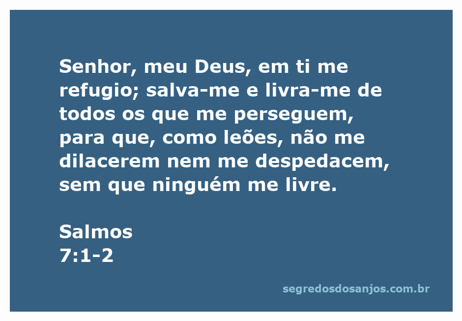 Imagem representativa de Salmos 7:1-2, mostrando uma pessoa buscando refúgio em Deus, cercada por leões simbolizando perseguições.