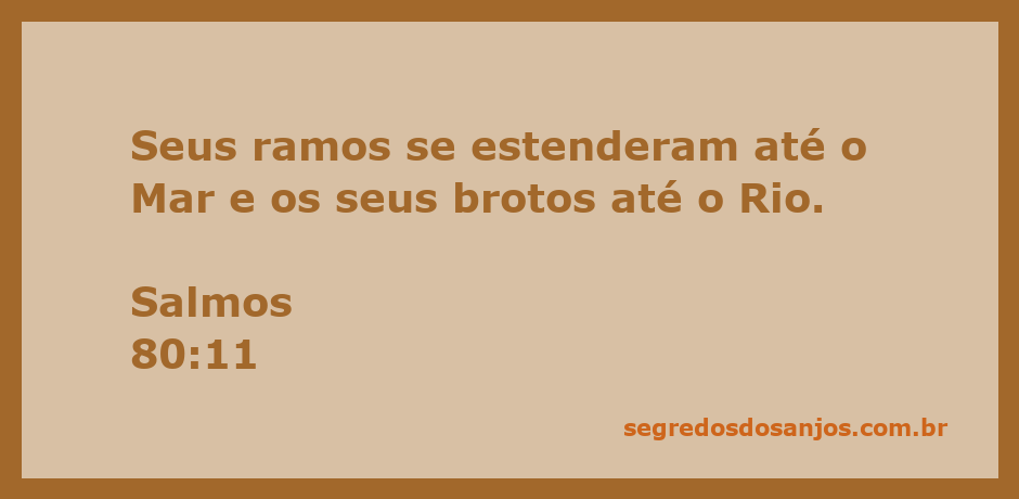 Ilustração dos ramos de uma árvore se estendendo até o mar e os brotos alcançando o rio, representando Salmos 80:11.