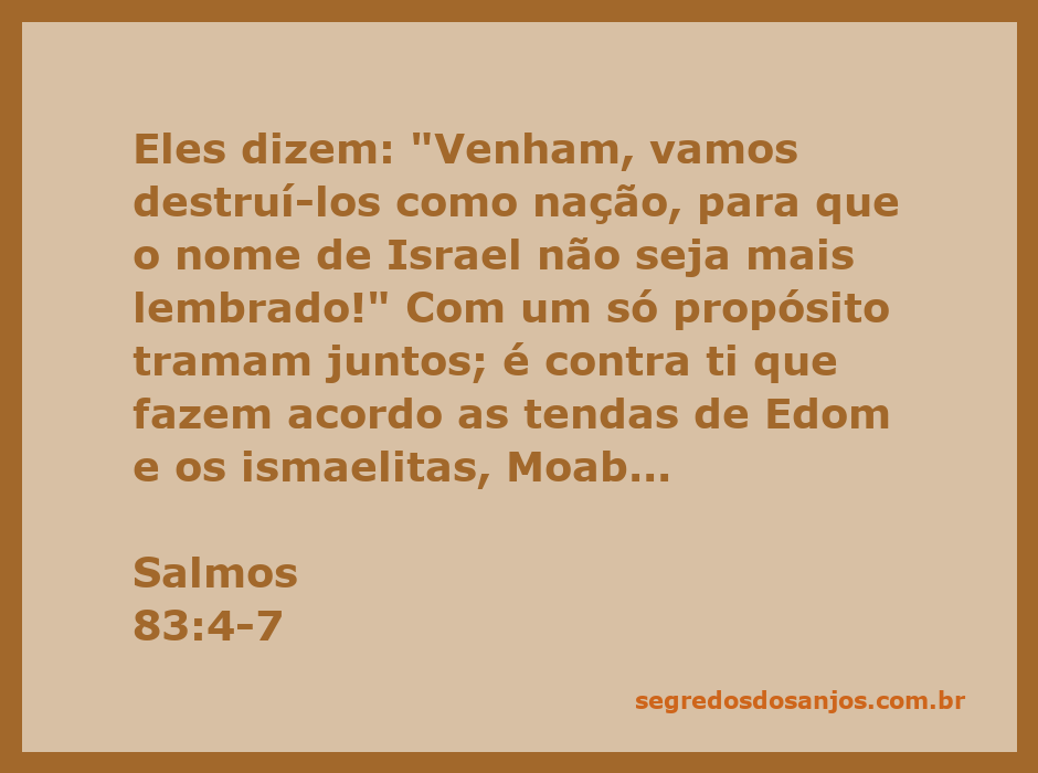Conspiração contra Israel conforme descrito em Salmos 83:4-7