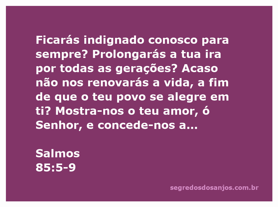 Imagem representativa da reflexão sobre Salmos 85:5-9, destacando a busca pela renovação e salvação divina.