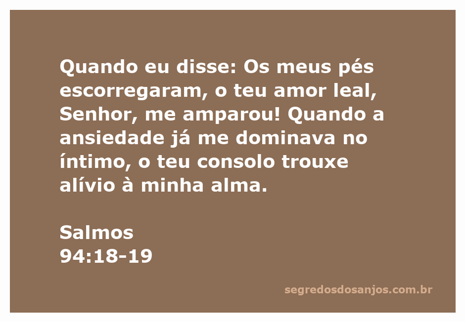 Ilustração do versículo Salmos 94:18-19, mostrando uma pessoa sendo amparada pelo amor de Deus em momentos de ansiedade.