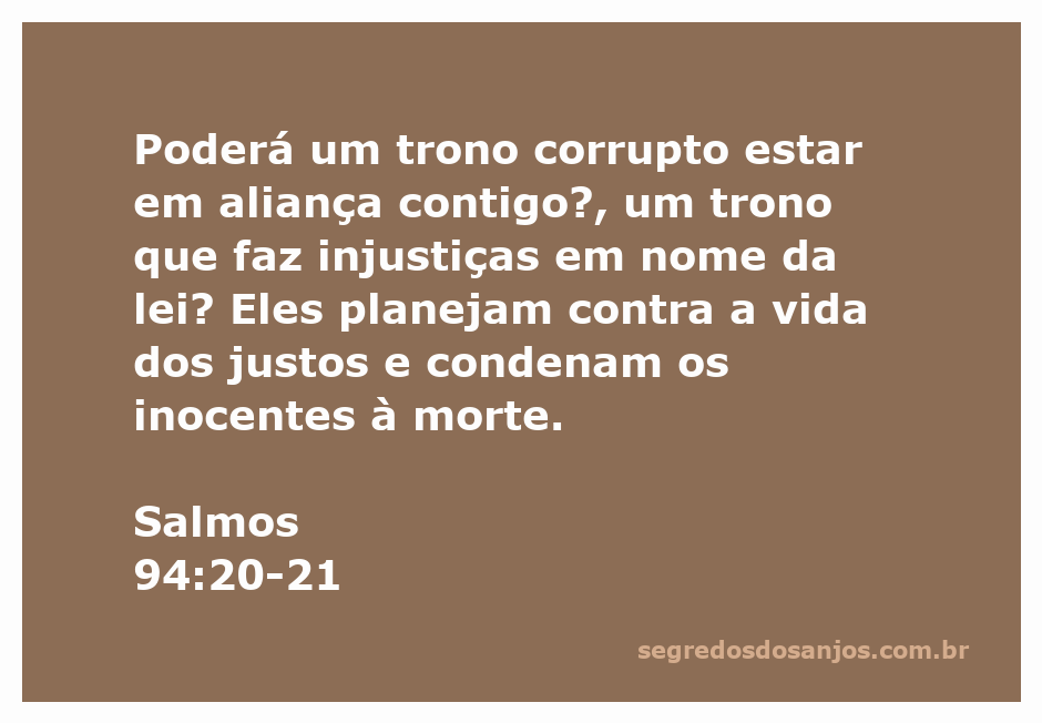 Imagem representando a injustiça e corrupção em um trono, simbolizando a passagem de Salmos 94:20-21.