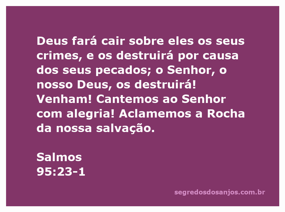 Imagem representando a passagem de Salmos 95:23-1, onde se destaca a alegria de louvar a Deus como a Rocha da salvação.
