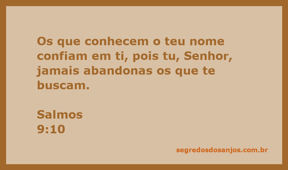 Imagem inspiradora com a citação de Salmos 9:10 sobre a confiança em Deus