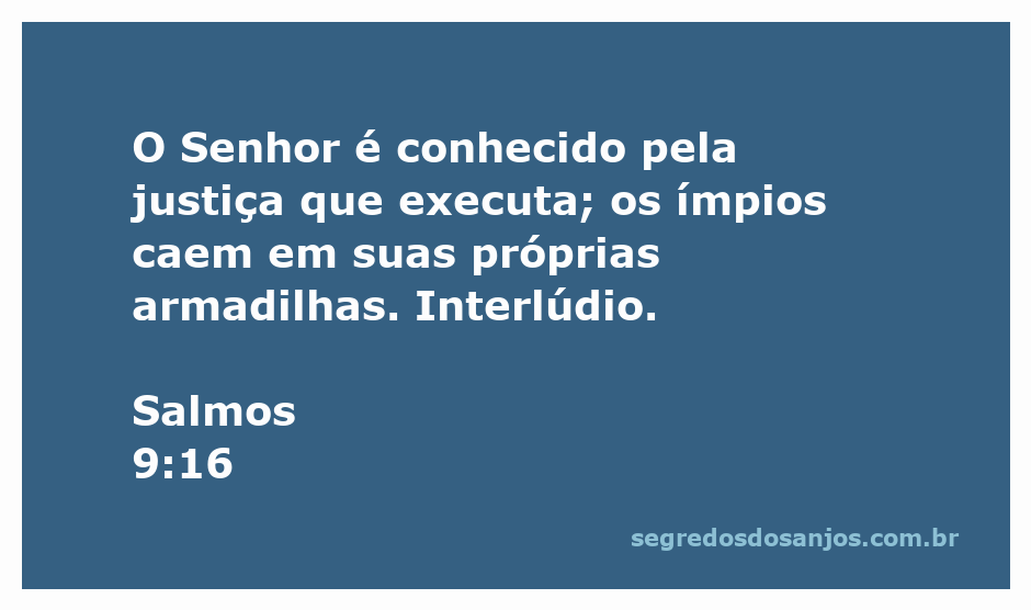 Ilustração representando Salmos 9:16, destacando a justiça de Deus e a queda dos ímpios em suas próprias armadilhas.