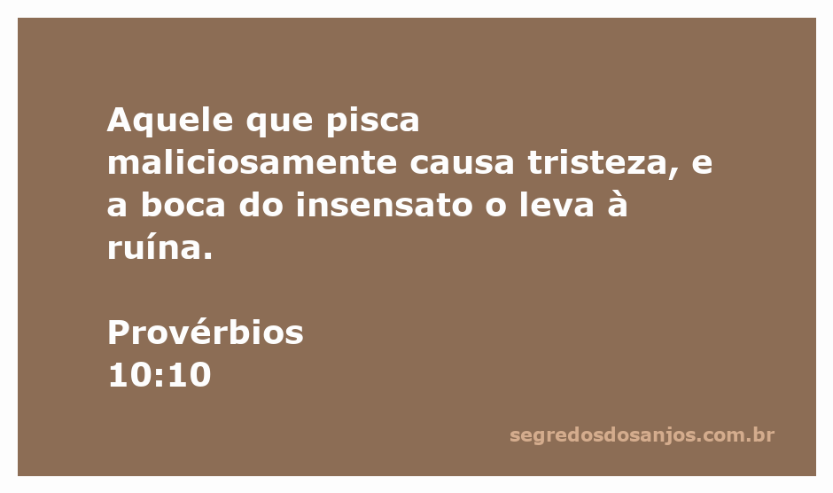Ilustração de Provérbios 10:10, destacando a malícia e suas consequências.