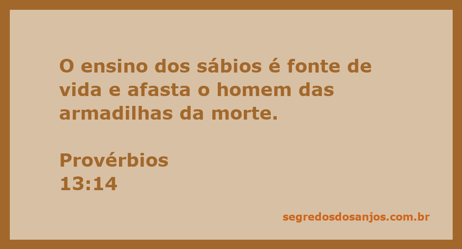 Imagem que ilustra Provérbios 13:14, destacando a importância do ensino dos sábios como fonte de vida.