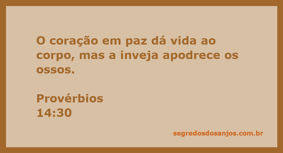 Ilustração inspiradora do versículo Provérbios 14:30, destacando a paz interior e os efeitos negativos da inveja.