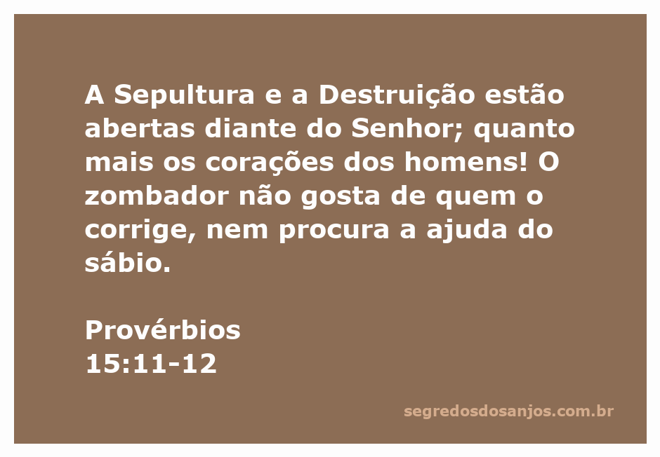 Imagem ilustrativa do versículo de Provérbios 15:11-12, mostrando a profundidade da sabedoria divina e a rejeição do zombador à correção.