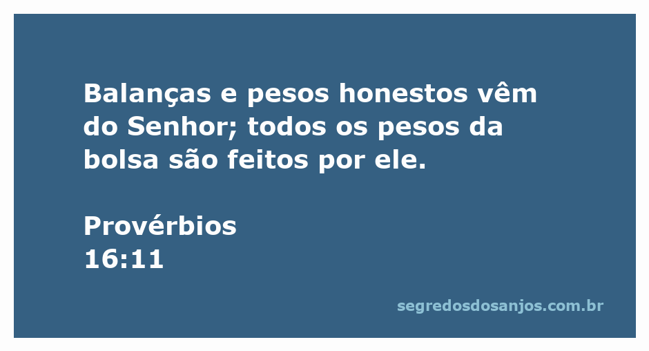 Imagem representando balanças e pesos simbolizando justiça e honestidade, com a citação de Provérbios 16:11.