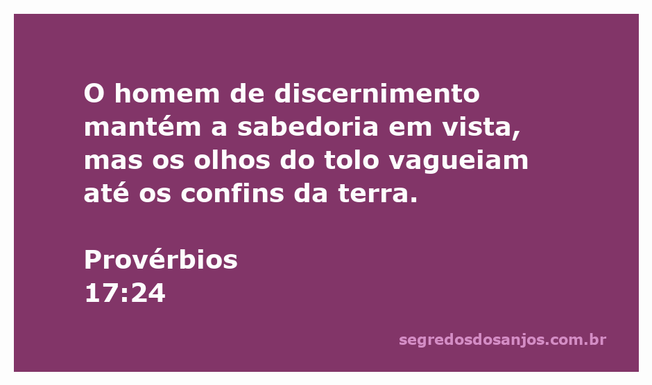 Ilustração do versículo Provérbios 17:24 sobre discernimento e sabedoria.