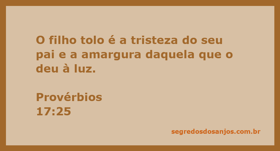 Imagem representativa do versículo Provérbios 17:25, mostrando a tristeza de um pai e a amargura de uma mãe devido a um filho tolo.
