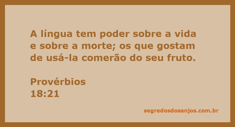 Versículo de Provérbios 18:21 sobre o poder da língua e suas consequências.