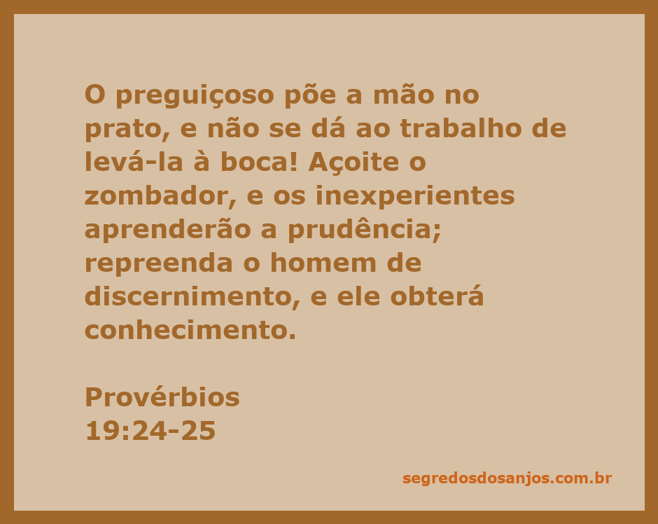 Ilustração do versículo de Provérbios 19:24-25 sobre preguiça e sabedoria