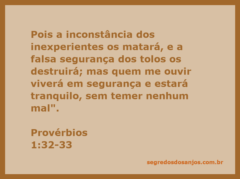 Imagem representativa de Provérbios 1:32-33, destacando a importância da sabedoria e a segurança que ela proporciona.