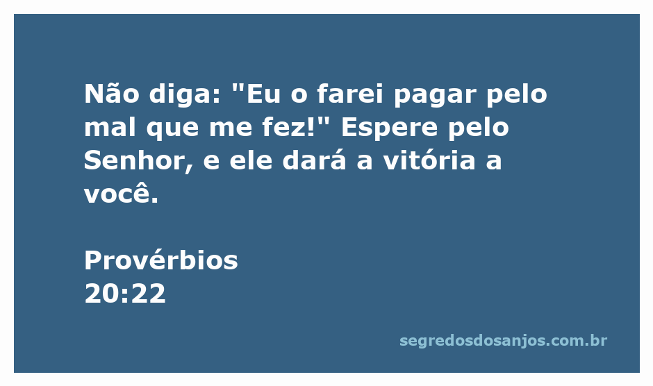 Imagem inspiradora com o versículo de Provérbios 20:22 sobre esperar no Senhor para obter vitória