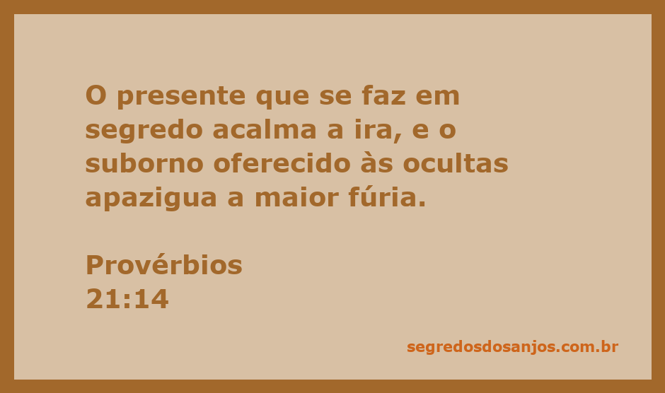Imagem representativa do versículo de Provérbios 21:14, que fala sobre a eficácia de presentes e subornos em momentos de ira.