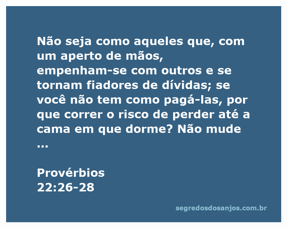Ilustração de Provérbios 22:26-28, enfatizando a importância de evitar dívidas e respeitar os limites de propriedades.