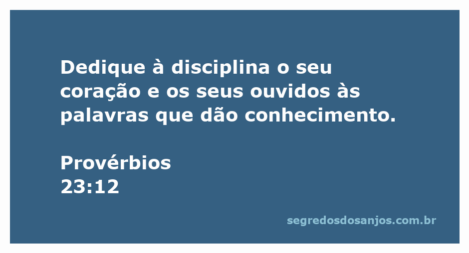 Imagem representativa da disciplina e do conhecimento, com uma citação de Provérbios 23:12.