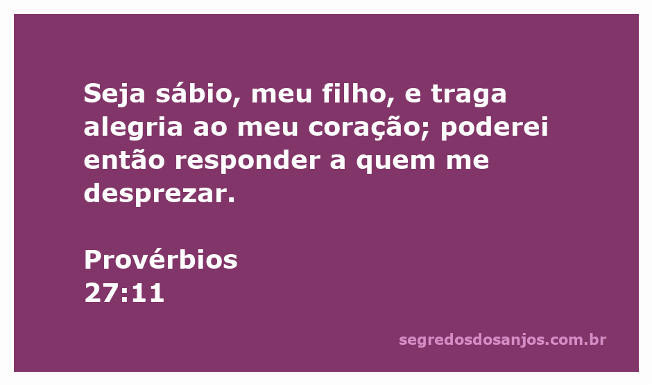 Versículo de Provérbios 27:11 destacando a sabedoria e a alegria no relacionamento entre pai e filho.