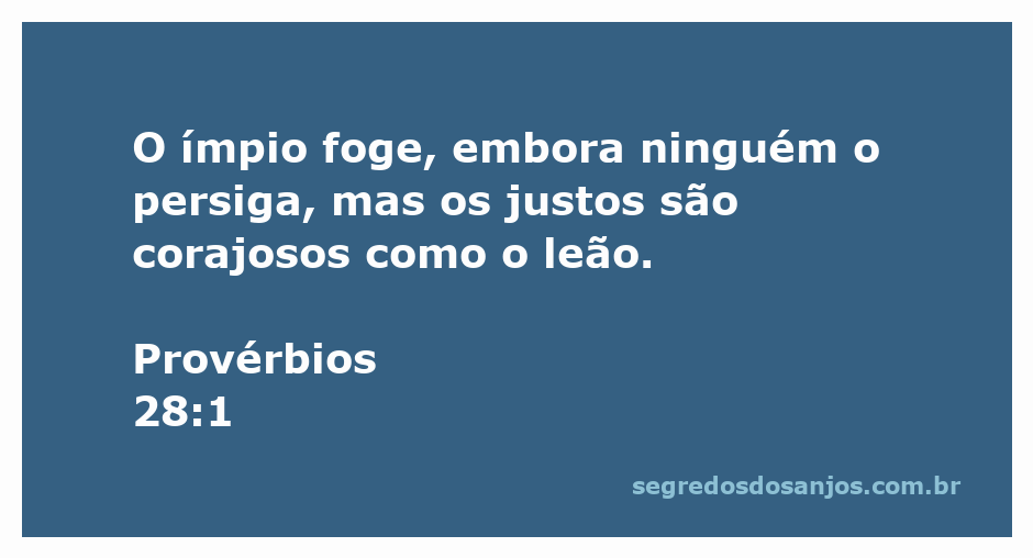 Ilustração de um leão simbolizando coragem, ao lado de uma figura representando o ímpio que foge.
