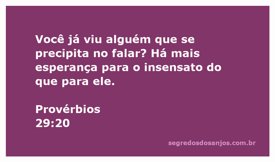 Imagem ilustrativa do versículo Provérbios 29:20 sobre a importância da reflexão antes de falar.