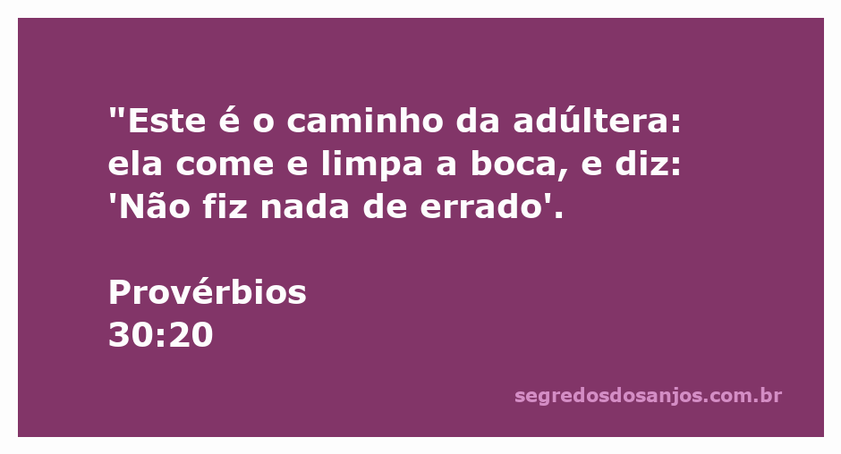 Imagem ilustrativa do versículo de Provérbios 30:20 sobre a adúltera e suas ações.