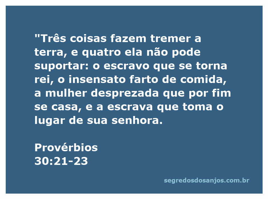 Imagem representativa de Provérbios 30:21-23, ilustrando as quatro coisas que fazem a terra tremer.