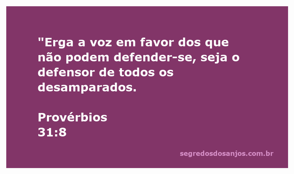 Imagem representando a defesa dos desamparados, simbolizando a palavra de Provérbios 31:8.