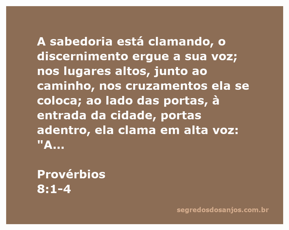 Imagem representando a sabedoria clamando em lugares altos, simbolizando o convite do discernimento.