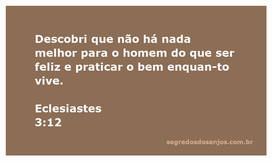 Imagem inspiradora sobre a felicidade e a prática do bem, representando Eclesiastes 3:12.